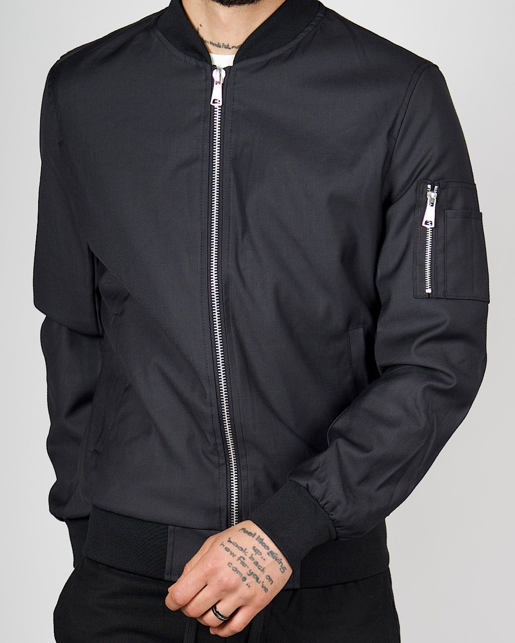 Black Lightweight Bomber Jacket