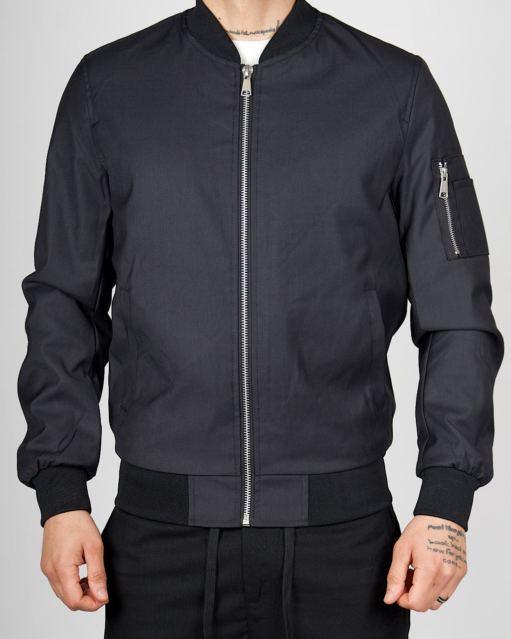 Black Lightweight Bomber Jacket