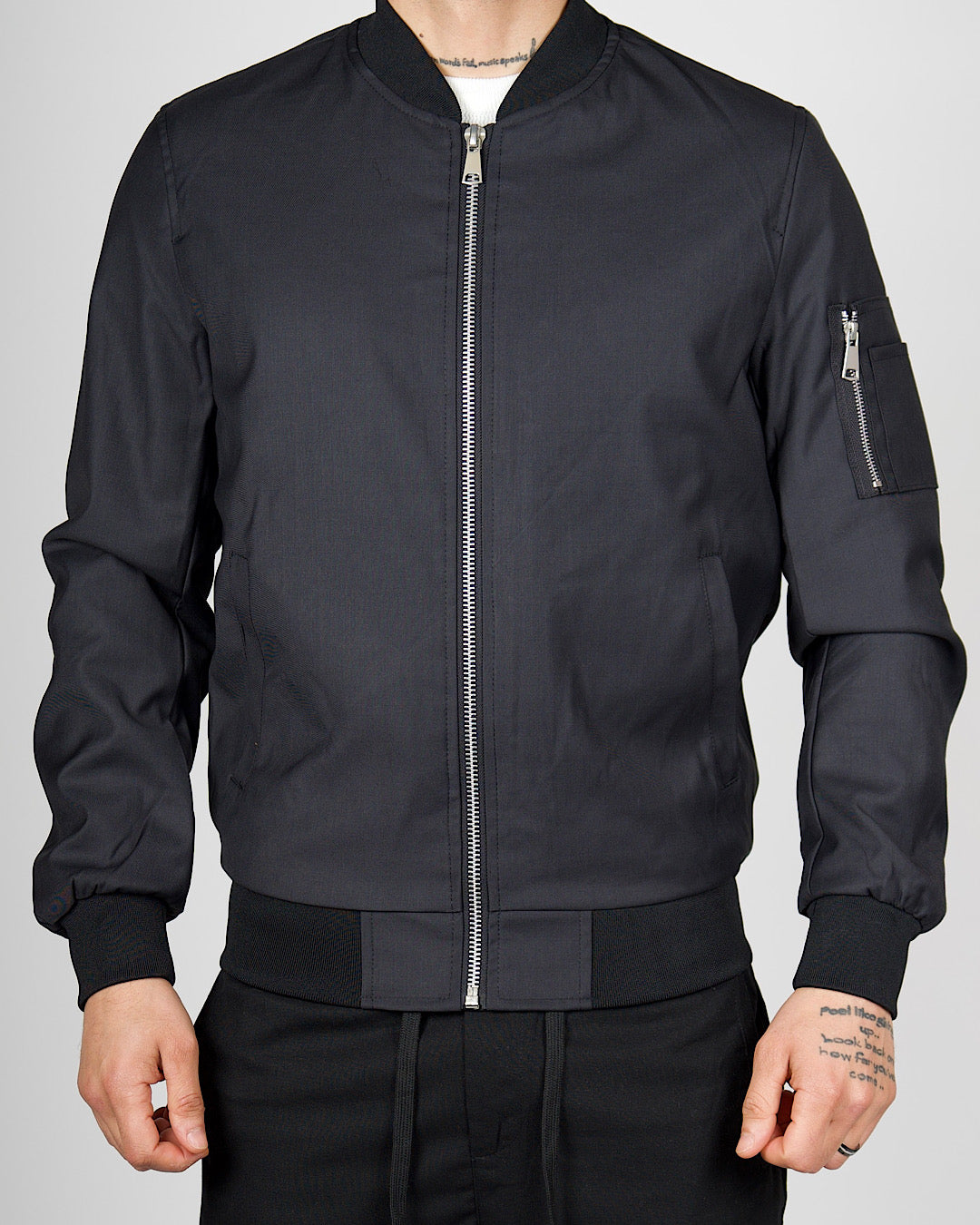 Black Lightweight Bomber Jacket