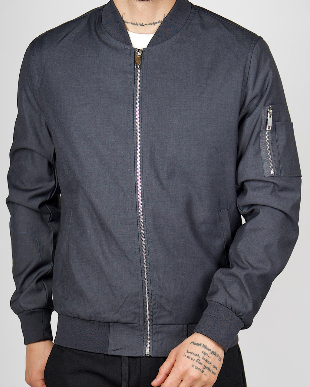 Dark Grey Lightweight Bomber Jacket