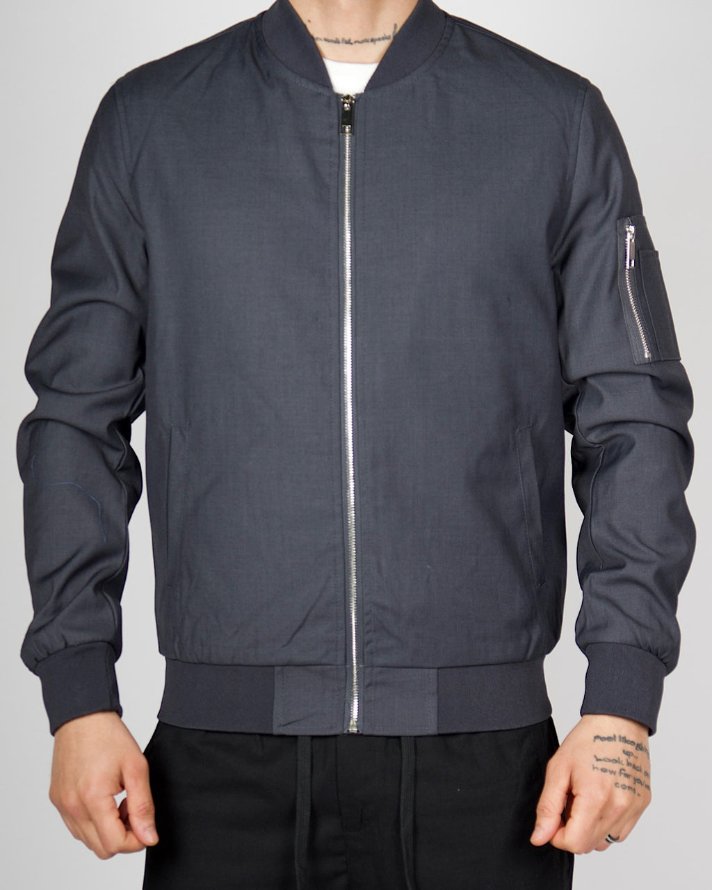 Dark Grey Lightweight Bomber Jacket