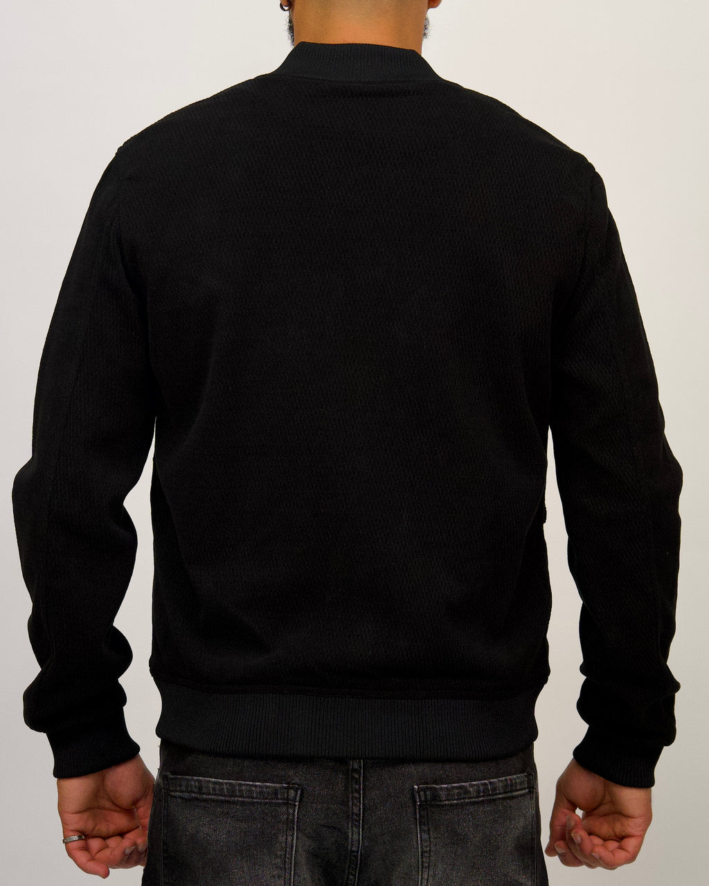 Textured Bomber Jacket with Snap Buttons