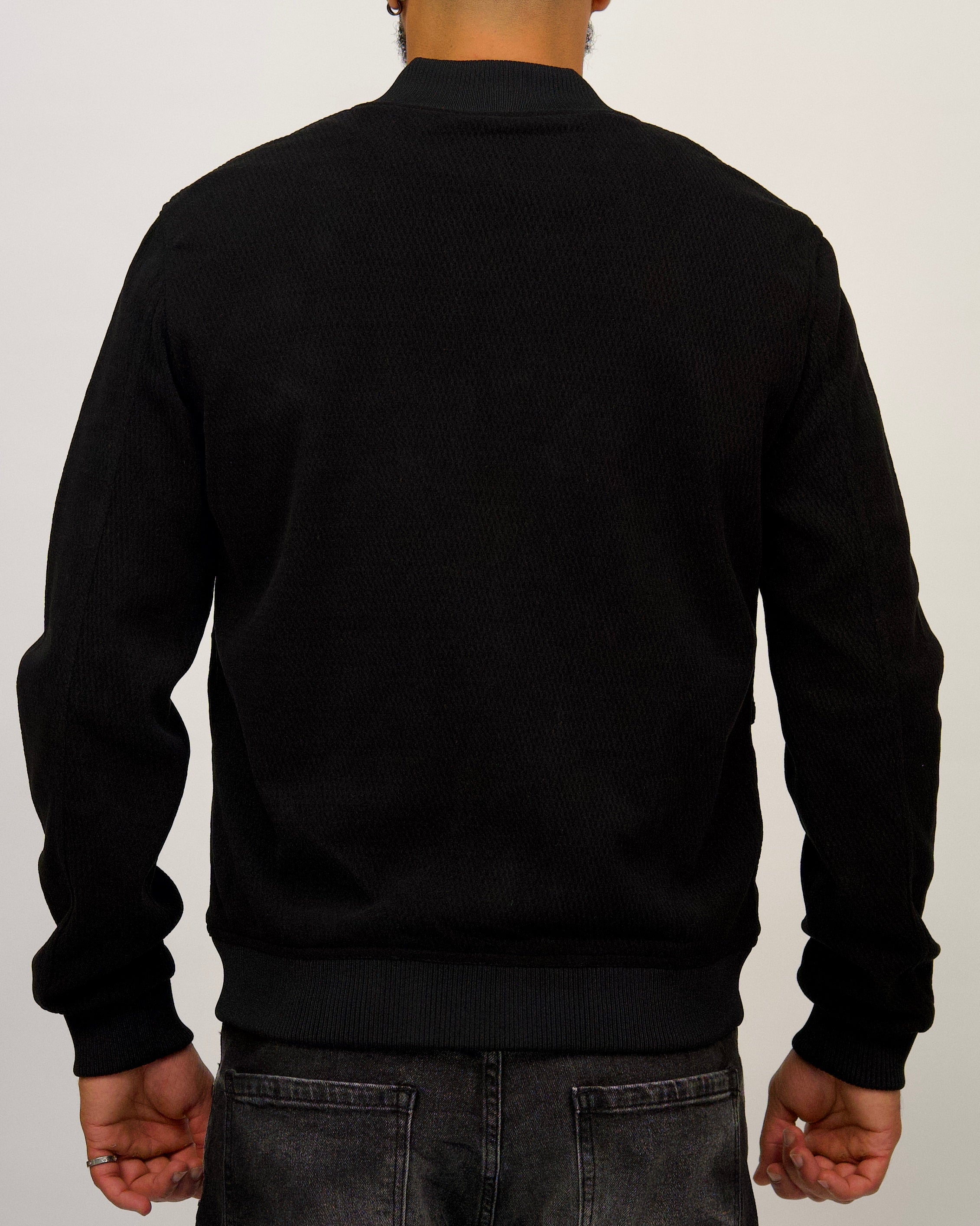 Textured Bomber Jacket with Snap Buttons