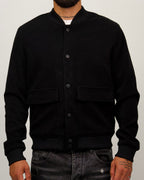 Textured Bomber Jacket with Snap Buttons