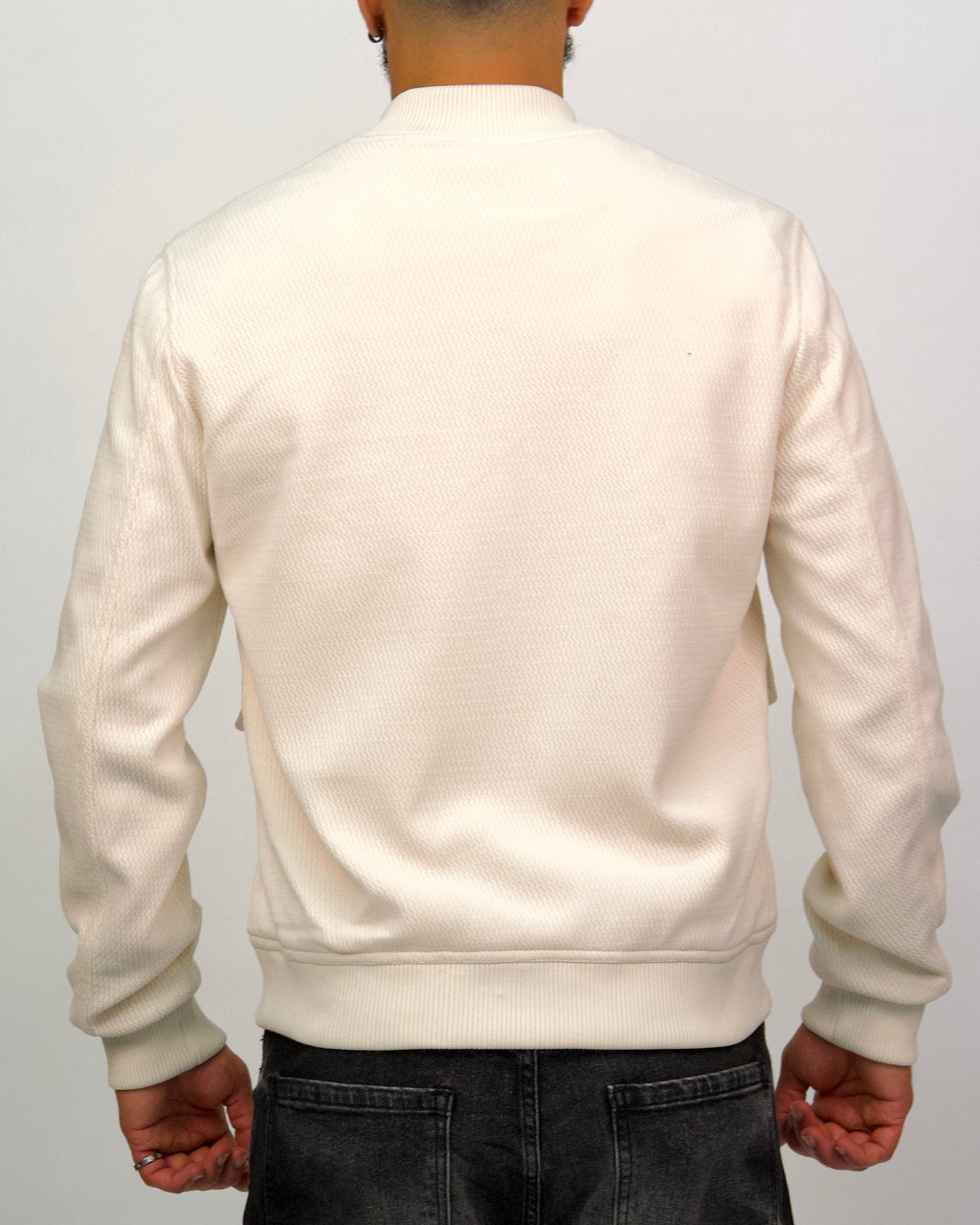 Textured Bomber Jacket with Snap Buttons