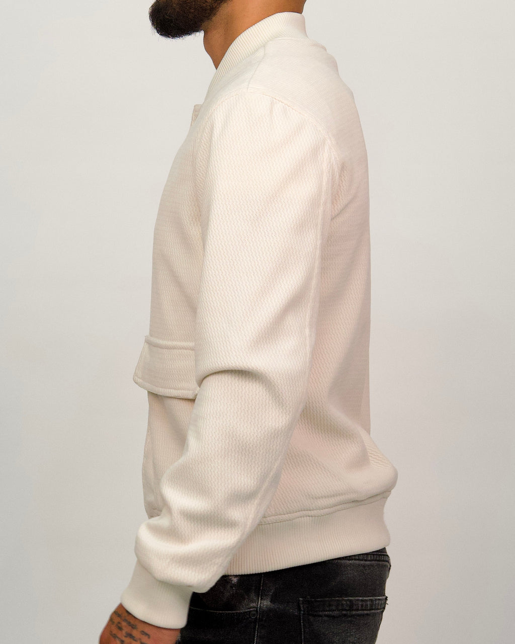Textured Bomber Jacket with Snap Buttons