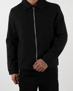 Black Wool Zip-Up Jacket