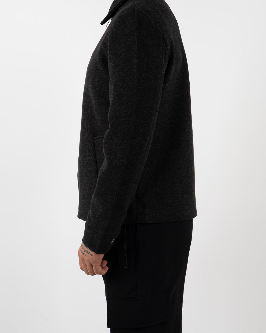 Black Wool Zip-Up Jacket