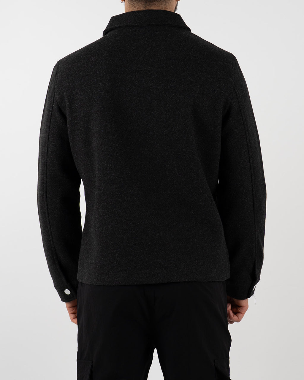 Black Wool Zip-Up Jacket
