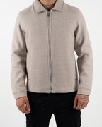 Beige Wool Zip-Up Jacket