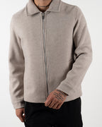 Beige Wool Zip-Up Jacket