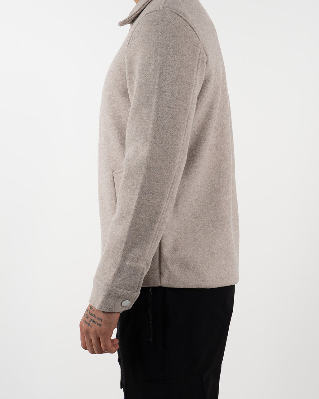 Beige Wool Zip-Up Jacket
