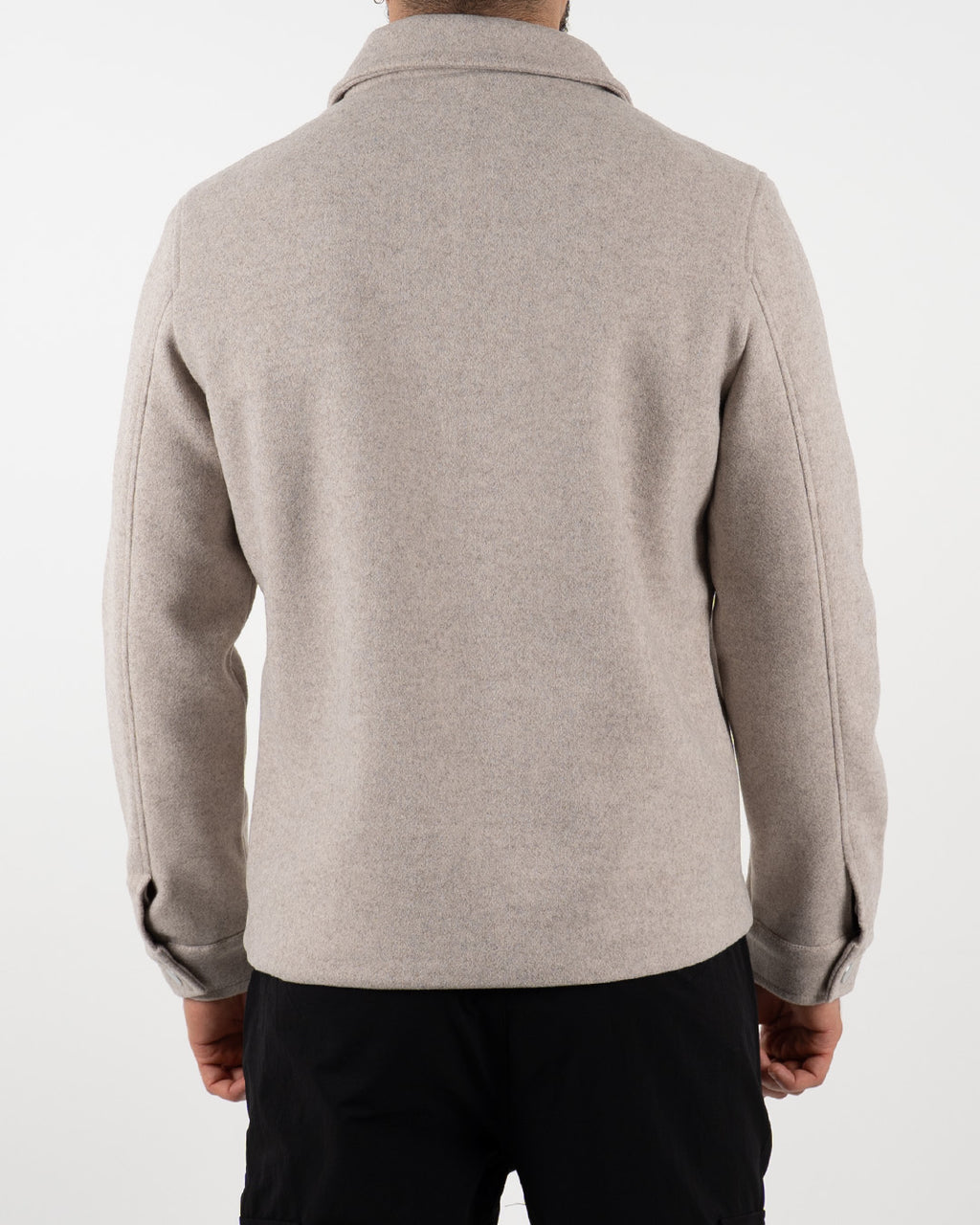 Beige Wool Zip-Up Jacket