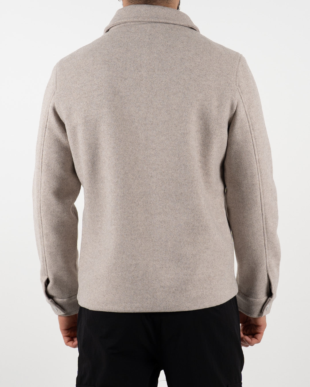 Beige Wool Zip-Up Jacket