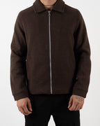 Brown Wool Zip-Up Jacket