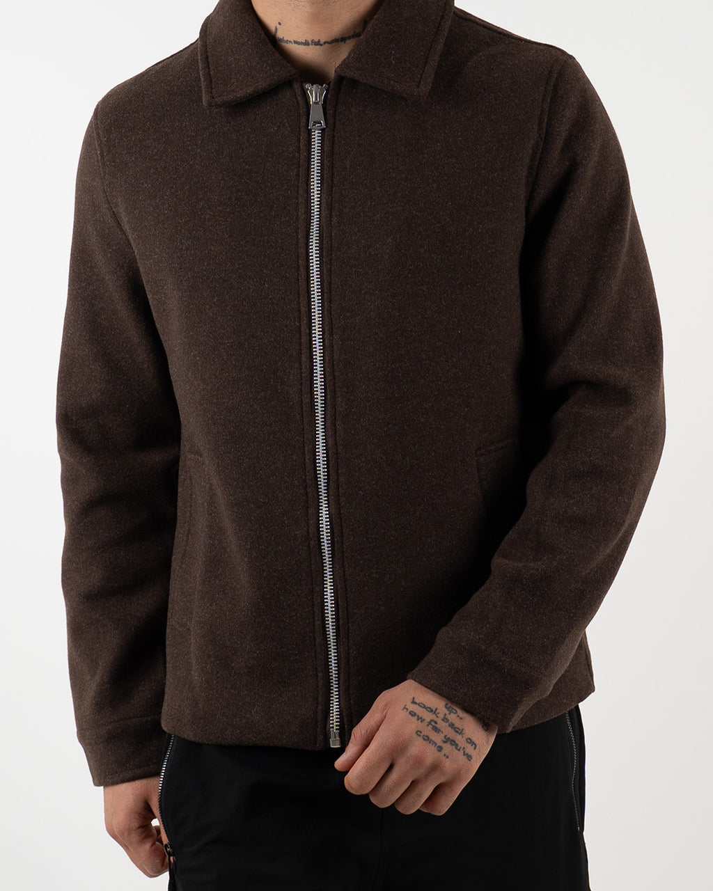 Brown Wool Zip-Up Jacket