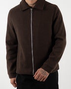 Brown Wool Zip-Up Jacket