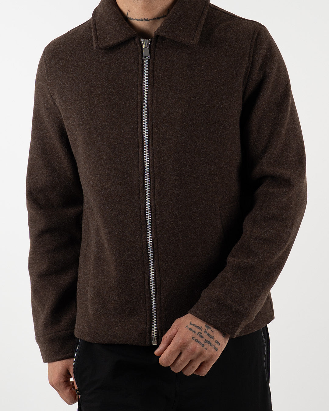Brown Wool Zip-Up Jacket