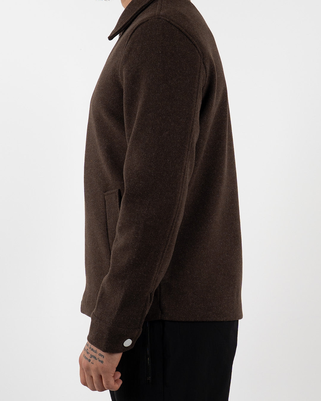 Brown Wool Zip-Up Jacket