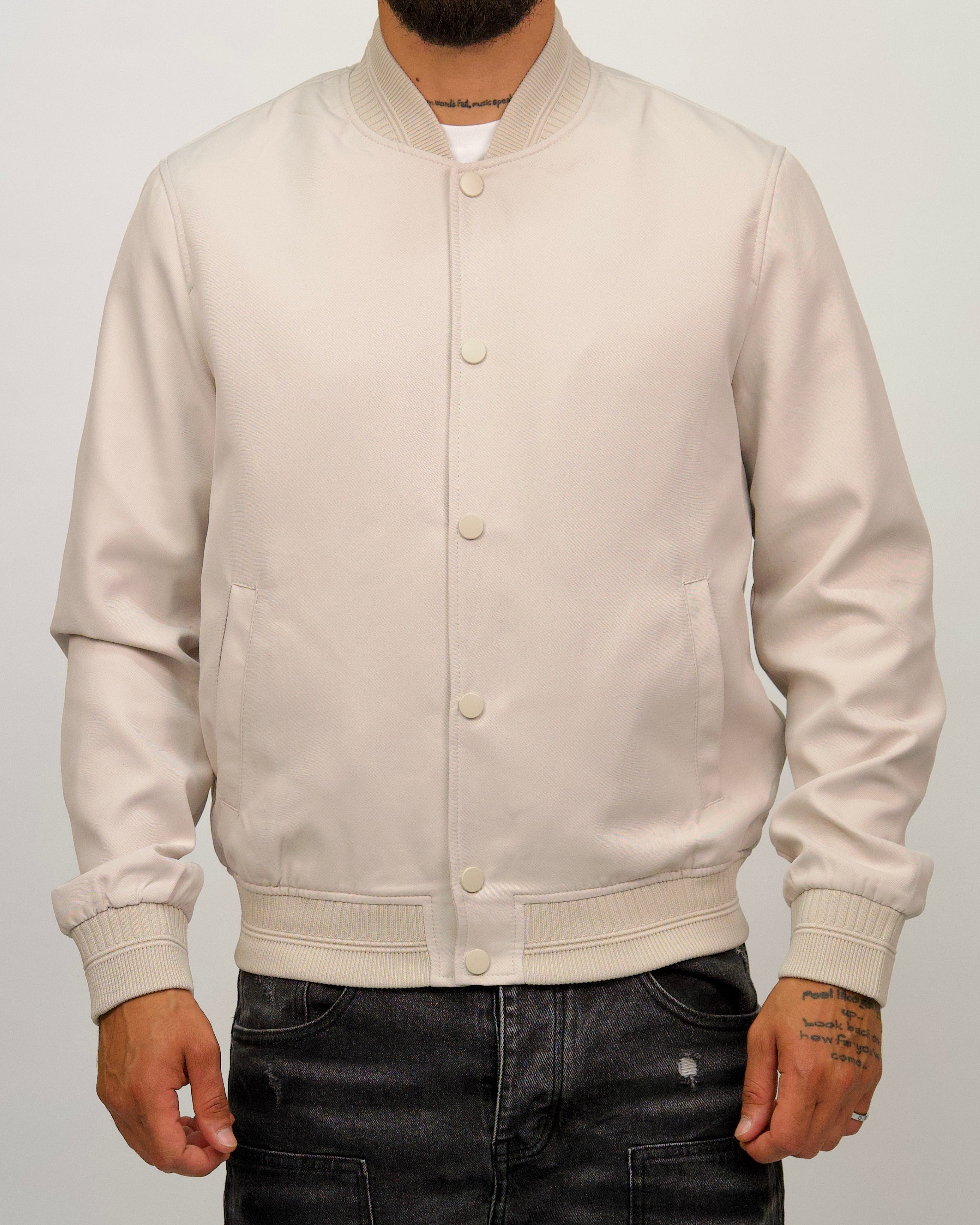 Minimalist Bomber Jacket with Snap Buttons