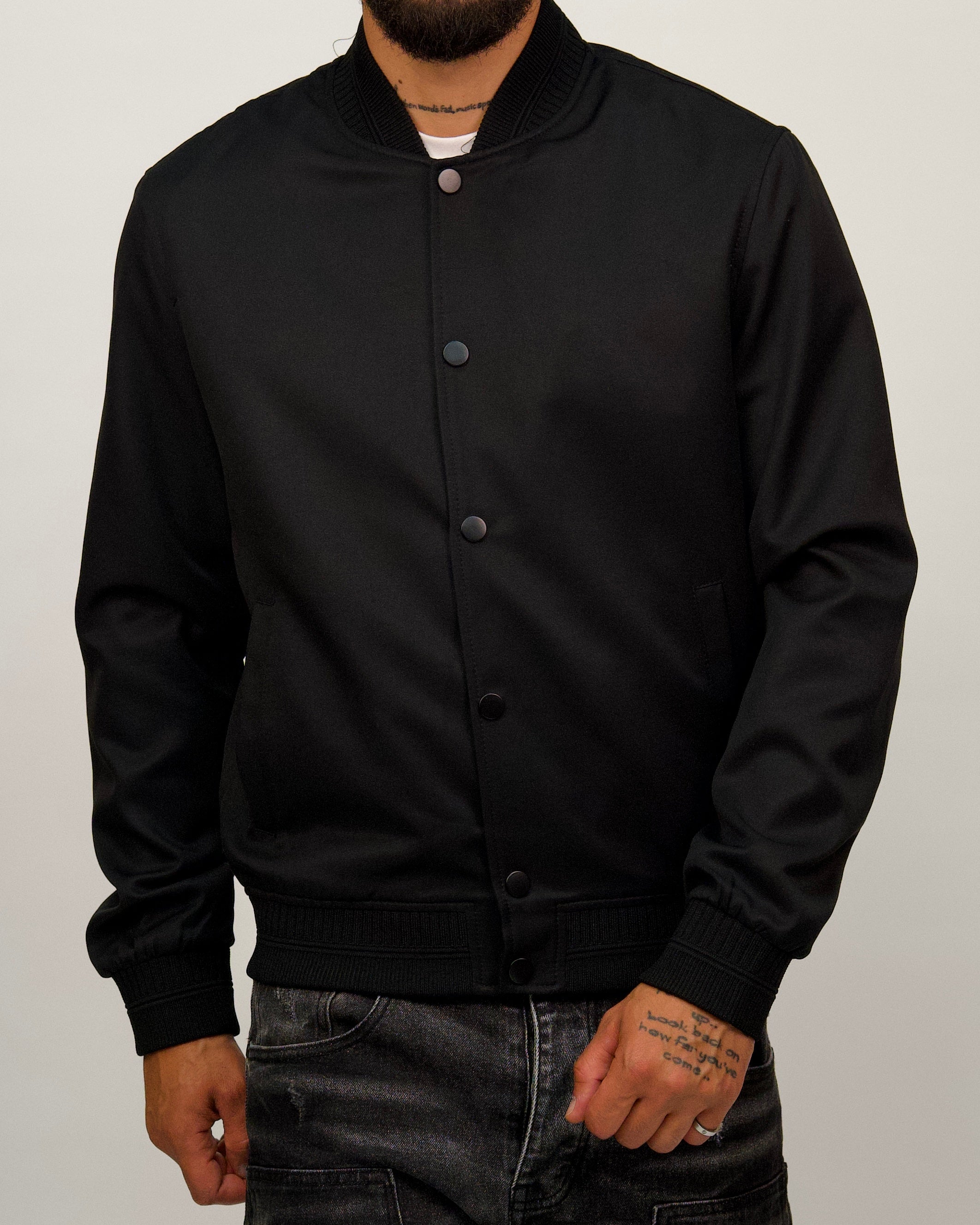Minimalist Bomber Jacket with Snap Buttons