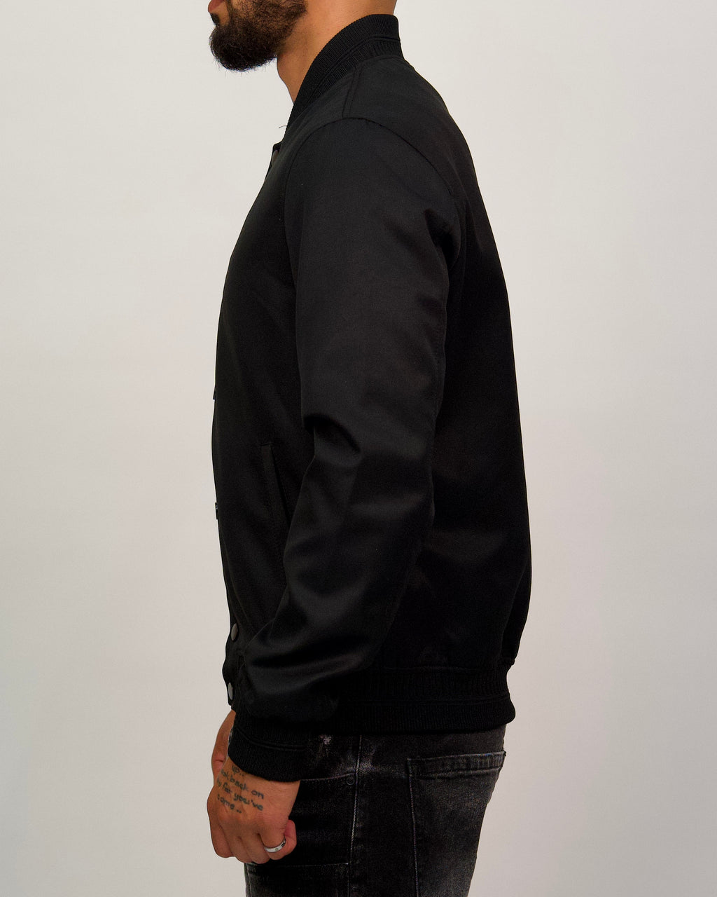 Minimalist Bomber Jacket with Snap Buttons