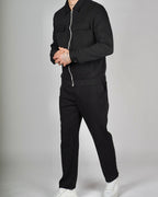 Black Zip Utility Jacket & Trouser Set
