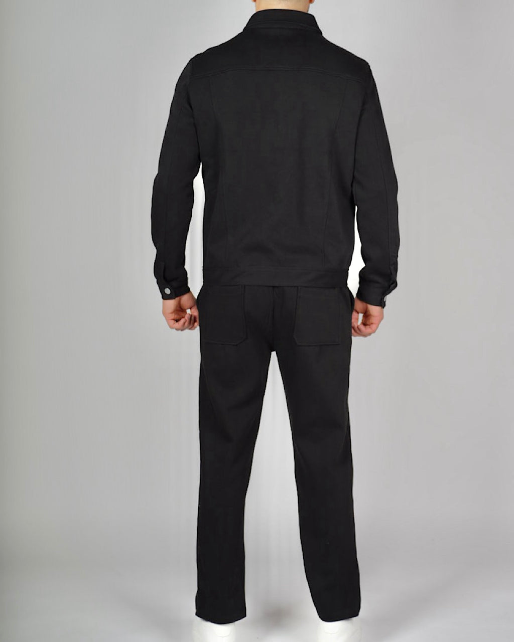 Black Zip Utility Jacket & Trouser Set
