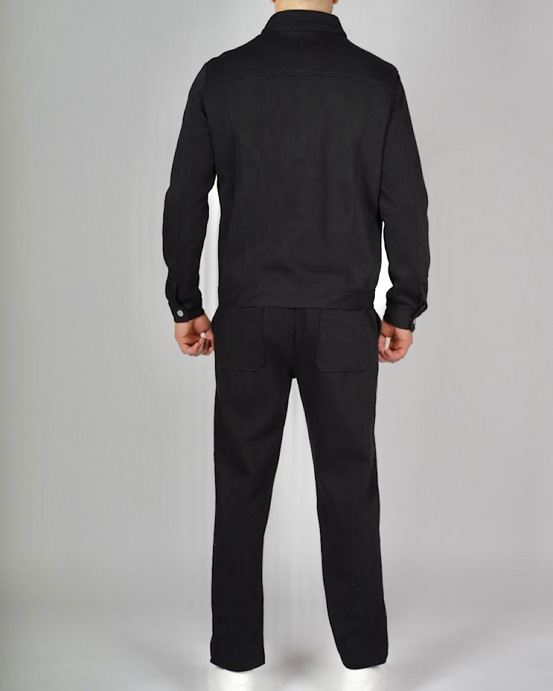 Black Zip Utility Jacket & Trouser Set