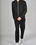 Black Zip Utility Jacket & Trouser Set