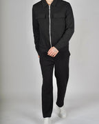 Black Zip Utility Jacket & Trouser Set