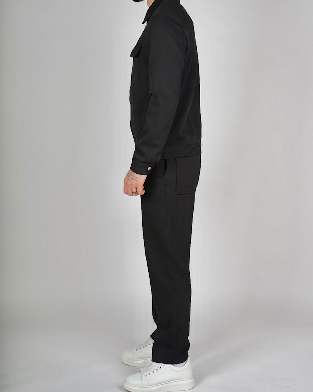 Black Zip Utility Jacket & Trouser Set
