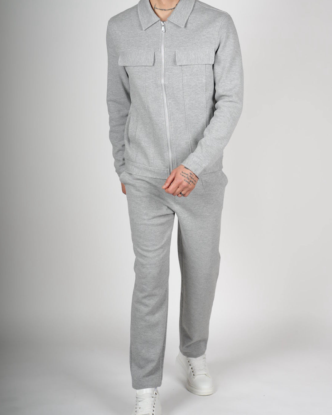 Grey Zip Utility Jacket & Trouser Set