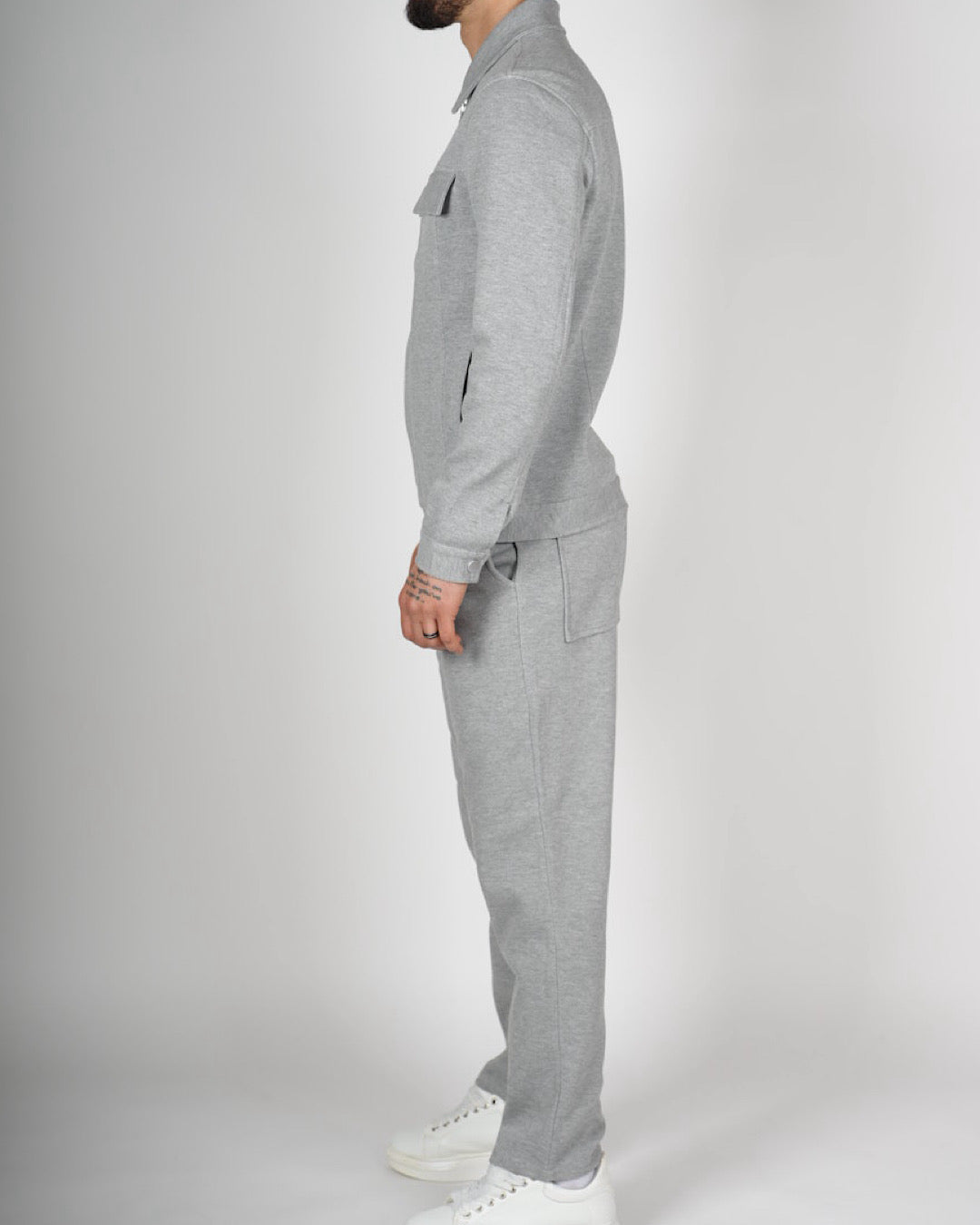 Grey Zip Utility Jacket & Trouser Set