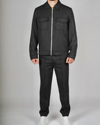 Black Zip Utility Jacket & Trouser Set