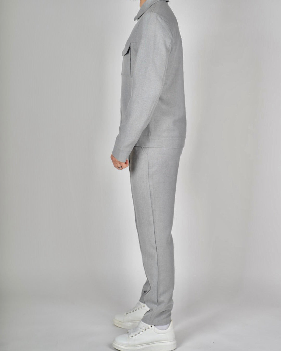 Grey Zip Utility Jacket & Trouser Set