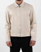 Beige Suede-Effect Zip-Up Jacket