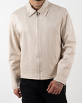 Beige Suede-Effect Zip-Up Jacket