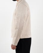 Beige Suede-Effect Zip-Up Jacket
