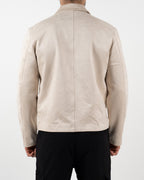 Beige Suede-Effect Zip-Up Jacket