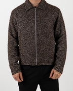 Brown Textured Zip-Up Jacket