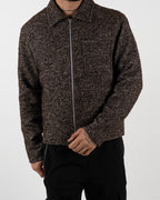 Brown Textured Zip-Up Jacket