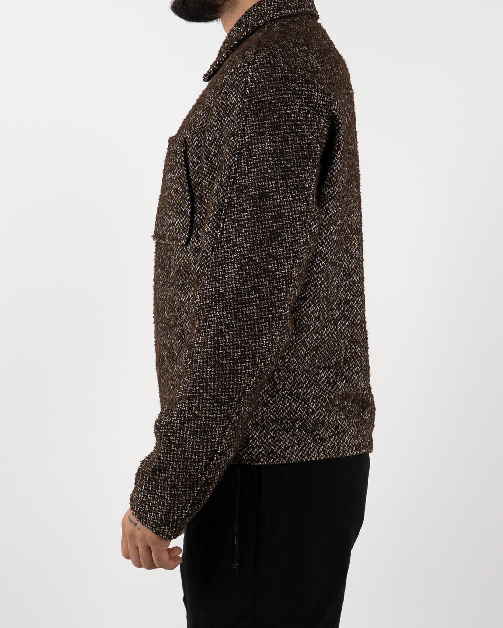 Brown Textured Zip-Up Jacket