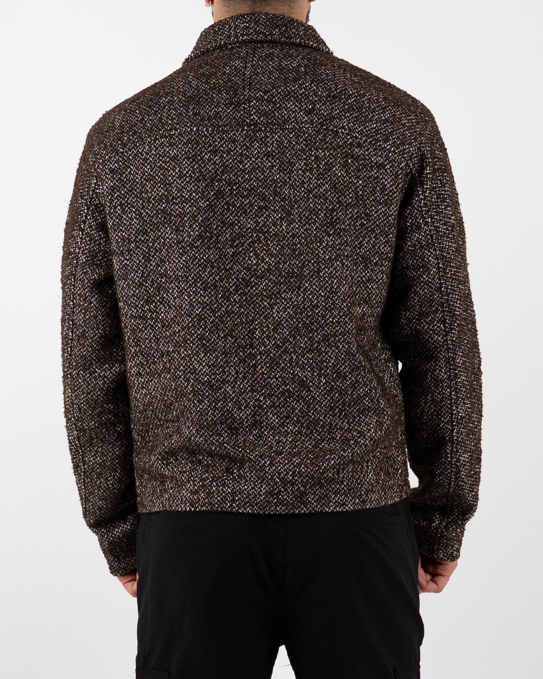 Brown Textured Zip-Up Jacket