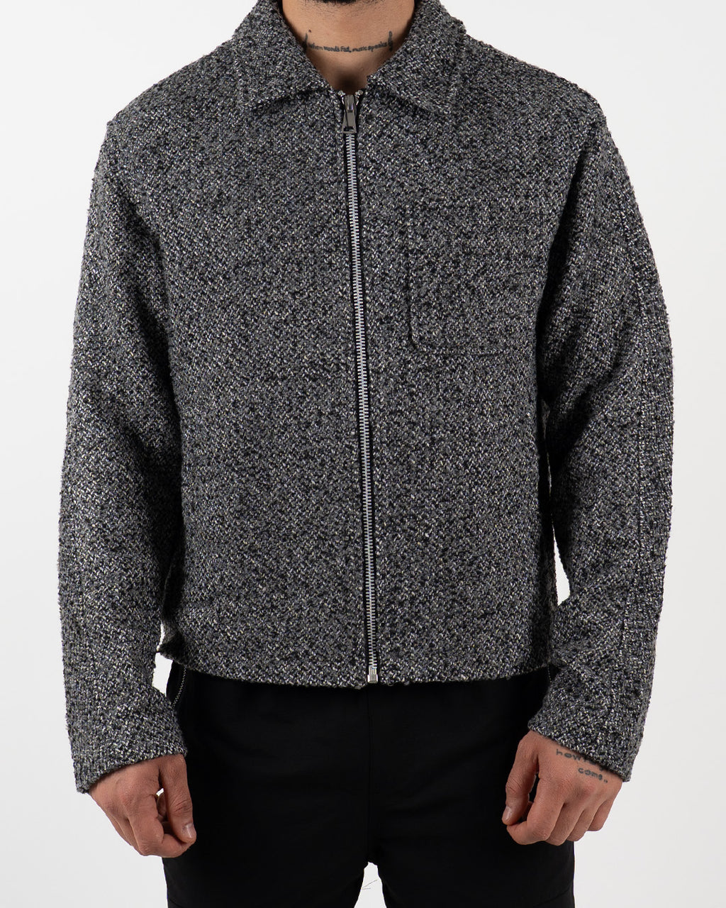 Grey Textured Zip-Up Jacket