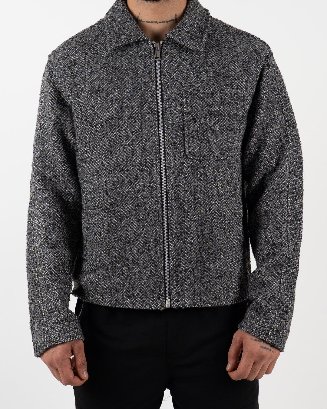 Grey Textured Zip-Up Jacket