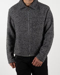 Grey Textured Zip-Up Jacket