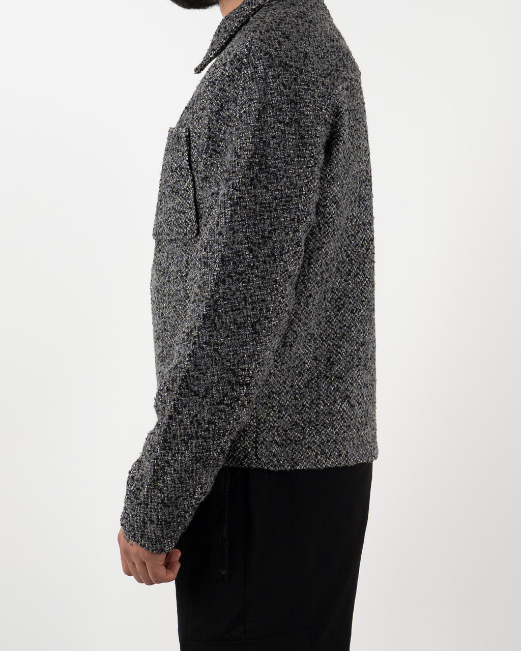 Grey Textured Zip-Up Jacket