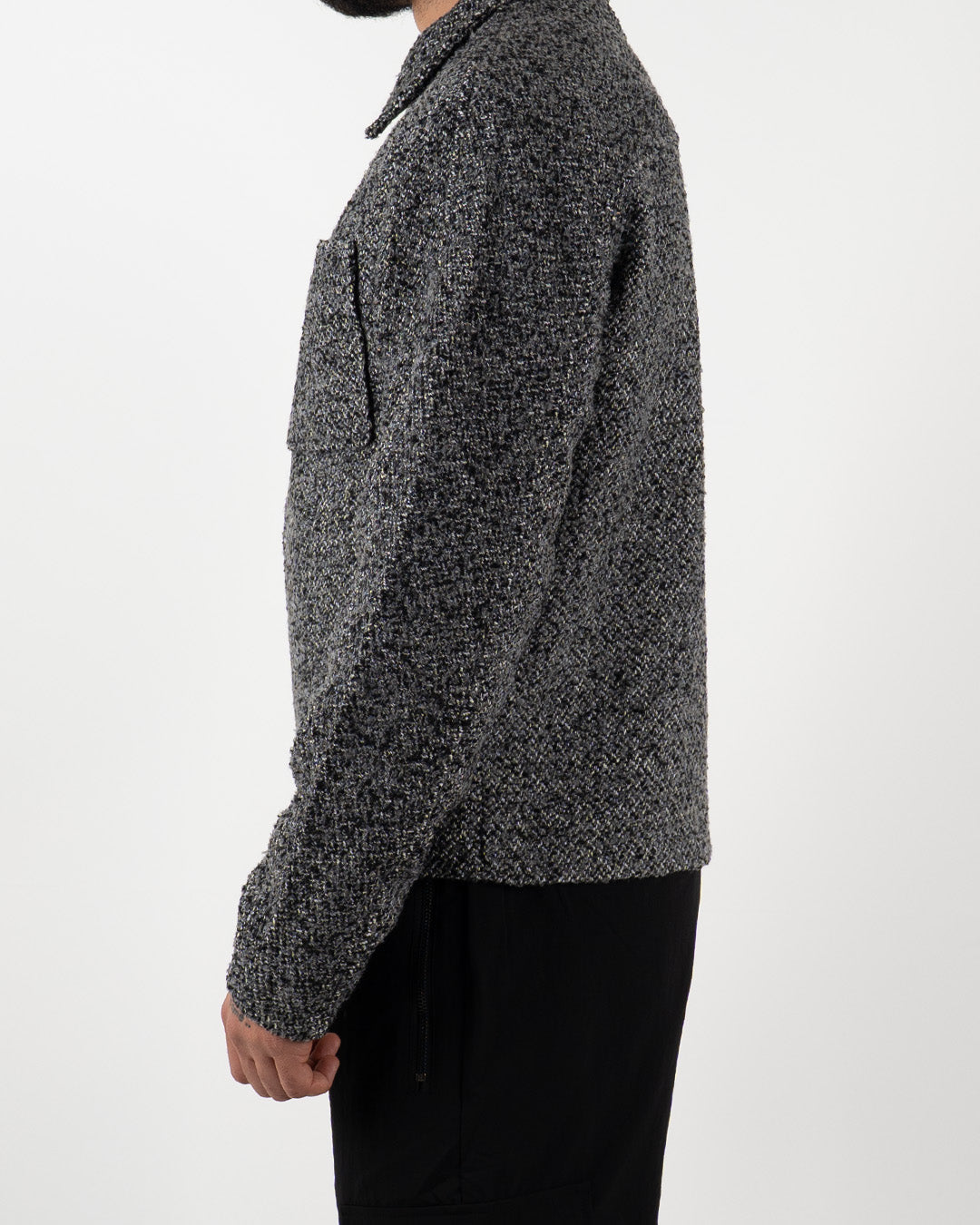 Grey Textured Zip-Up Jacket