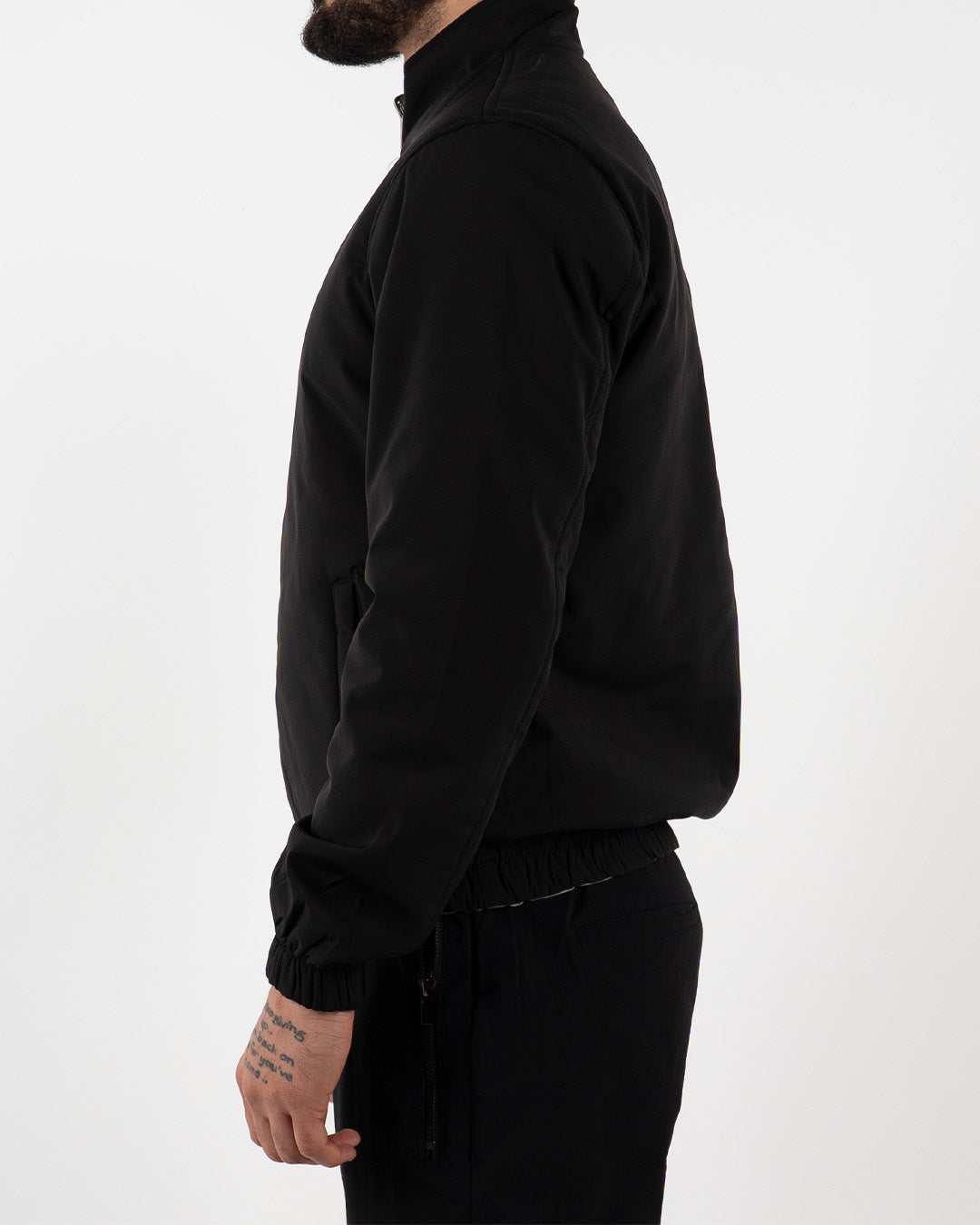 Black Reversible High Neck Zip-Up Jacket
